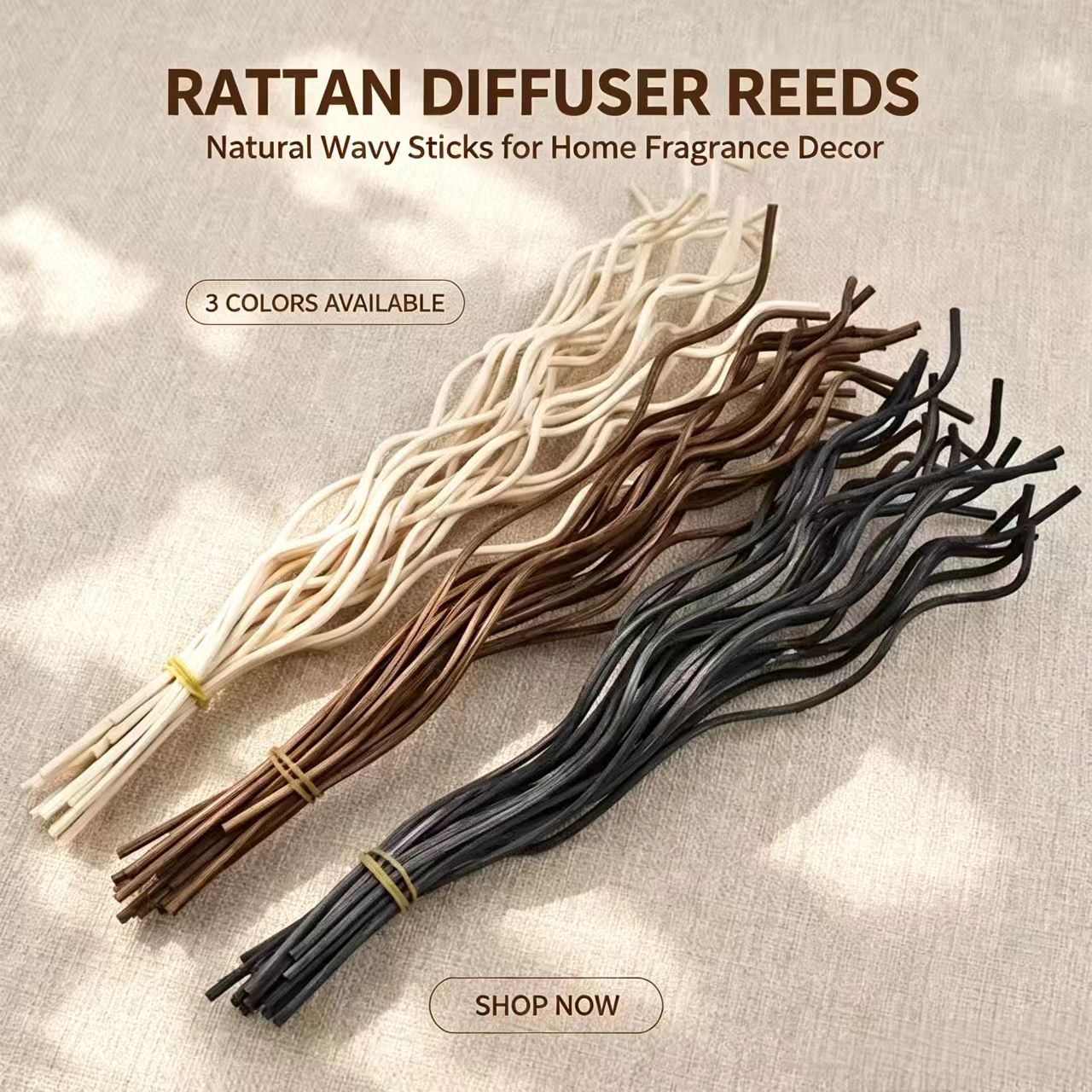 Home Fragrance Collection - 20Pcs Long Wavy Rattan Reed Diffuser
